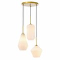 Cling Gene 3 Light Brass & Frosted White Glass Pendant CL2955567